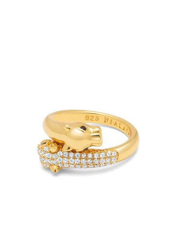 Nialaya Women's Ring Twisted Sterling Silver Panther Ring in Gold Twisted Sterling Silver Panther Ring in Gold